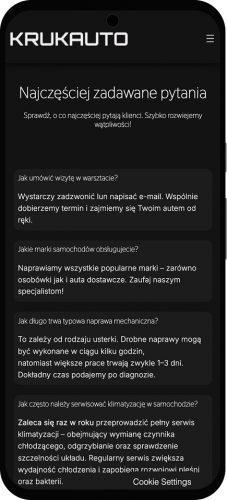 ARUKAUTO - Sekcja FAQ, urządzenie mobilne