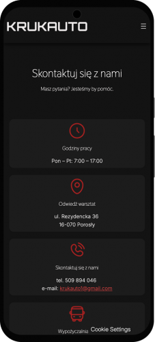 ARUKAUTO - Sekcja Kontakt, urządzenie mobilne